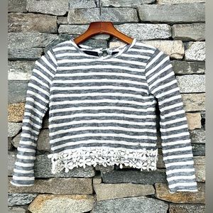 Guess kids striped sweater with floral lace trim size M (10-12)